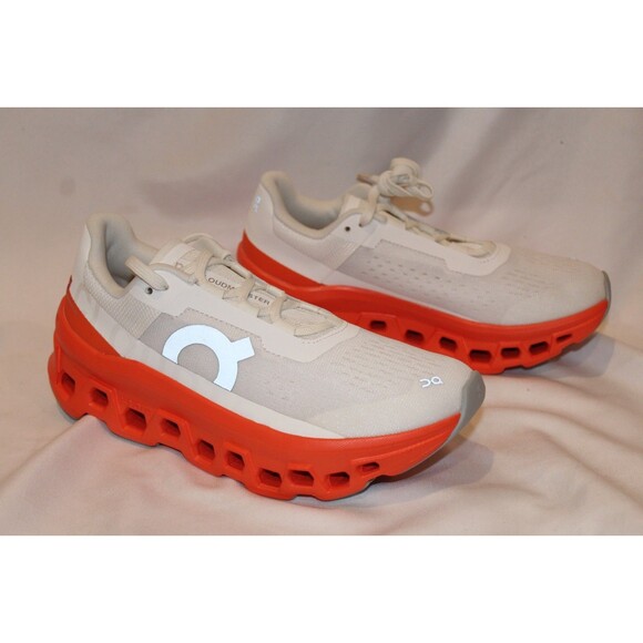 ON CLOUD WOMEN'S CLOUDMONSTER ATHLETIC RUNNING SHOES WHITE FLAME NIB - Picture 3 of 9